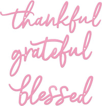 Metal Wall Sign Thankful Grateful Blessed 3-Piece Pink