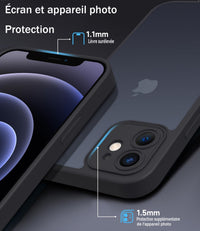 Mootobo iPhone 12 Case 6.1 inch, Military-Grade Protection 360^0 Full Body Frosted Translucent Back Phone Cover, Anti-Fingerprint Slim Shockproof Phone Case for iPhone 12 - Black