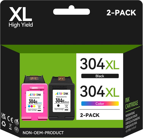 304XL Ink Cartridges Combo Pack, 304 Ink Cartridge Replacement for HP 304 Ink Cartridges Black and Colour, Printer Ink 304 XL for Envy 5020 5010 5030 5032 DeskJet 2600 2630 2620 3720 2632 3762 3760