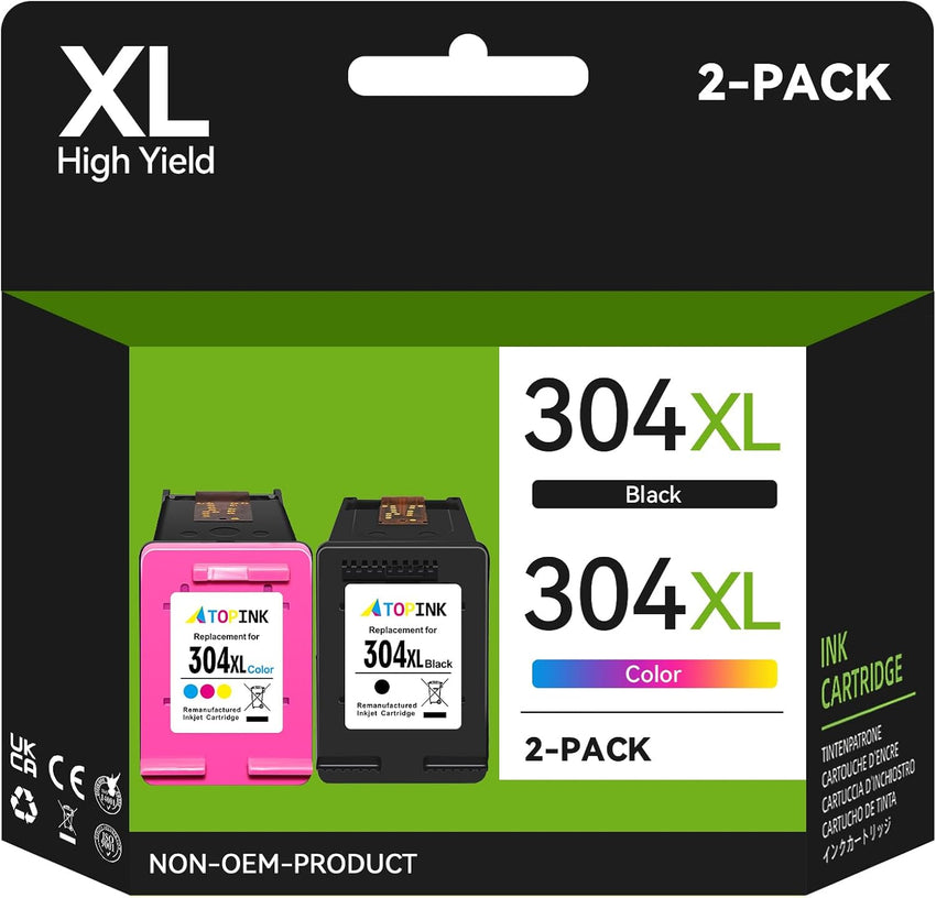 304XL Ink Cartridges Combo Pack, 304 Ink Cartridge Replacement for HP 304 Ink Cartridges Black and Colour, Printer Ink 304 XL for Envy 5020 5010 5030 5032 DeskJet 2600 2630 2620 3720 2632 3762 3760