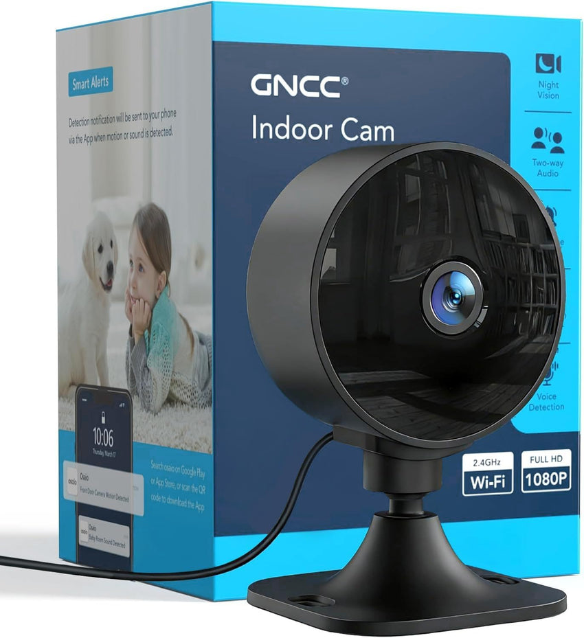 GNCC GC3 2-Pack Indoor Security Camera 1080P, CCTV Cameras for Home/Pet/Baby, Fixed Lens, Night Vision, 2 Way Audio, Motion/Sound Detection, APP Control,Works with Alexa & Google Home, 2.4GHz WiFi