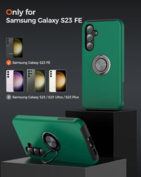 KRAFTCARE for Samsung S23 FE Case with Kickstand Ring, Upgrade Shockproof and Anti Scratch 360^0 Magnetic Ring Holder Stand Protective Phone Case Cover for Samsung Galaxy S23 FE - Dark Green