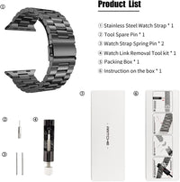 Apple Watch Straps Stainless Steel Compatible with Series 11/10/9/8/7/6/5/4/3/2/1 â Black
