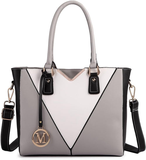 Miss Lulu Handbags for Women Color Block Match Shoulder Bag Lightweight Handbag Medium Top-Handle Bag