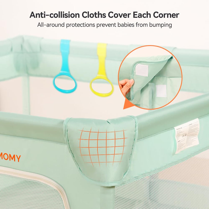 COMOMY Playpens for Babies and Toddlers, 200 x 160 cm Baby Playard Extra Large, Safe and Non-Slip Baby Fence, Full Mesh Design, Indoor & Outdoor Kids Activity Center, Baby Play Pens (Beige)