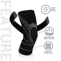 Knee Support Brace Adjustable Compression Sleeve for ACL & Arthritis Black M