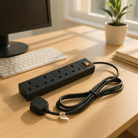 pro elec 2 m 4 Socket Surge Protected Extension Lead with Neon On Light - Black