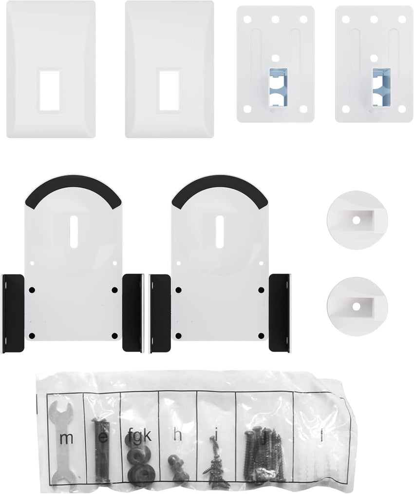 suptek Dual Side Clamping Bookshelf Speaker Wall Mounting Bracket Adjustable for Large Surrounding Sound Speakers, Hold up to 25kgs Each White SPM201W (2 Packs)