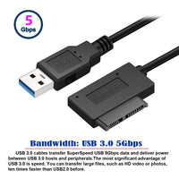 cablecc USB 3.0 to 7+6 13pin Slimline Sata Adapter Cable for Laptop Cd DVD ROM Optical Drive