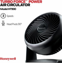 Honeywell TurboForce Power Fan (Quiet Operation Cooling, 90Â° Variable Tilt, 3 Speed Settings, Wall Mount Feature, Table Fan) HT900E