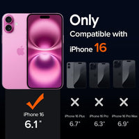 ivoler 3 in 1 Camera Cover for iPhone 16 6.1-Inch Case, 2 Pack Tempered Glass Screen Protector, Slim Soft TPU Shockproof Anti-Scratch Silicone - Clear