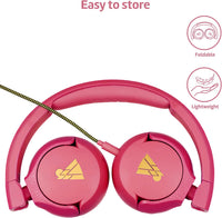 POGS kids headphones | The Elephant | Foldable and robust headphones for kids from 3 years with volume control, microphone, volume limiter 85 dB | Music-sharing function | 1m 3,5mm (pink wired)