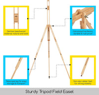 MEEDEN Artist Field Easel, Tripod Beech Wooden Painting Easel Stand with Bag, Lightweight Professional Art Easel for Painting and Display, Perfect for Painters Students, Artists, Hold Canvas up to 42"