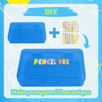 Pencil Box 2 Pack Plastic Large Capacity with Alphabet Stickers â Assorted