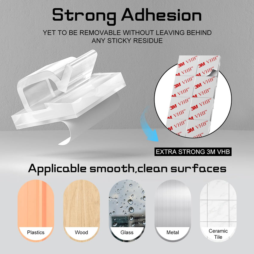 KGROTE 100PCS Self Adhesive Cable Clips, Sticky Wire Tidy Hooks, Adhesive Management Holder for Organiser Wall, Desk, Home and Office (Transparent, Small)