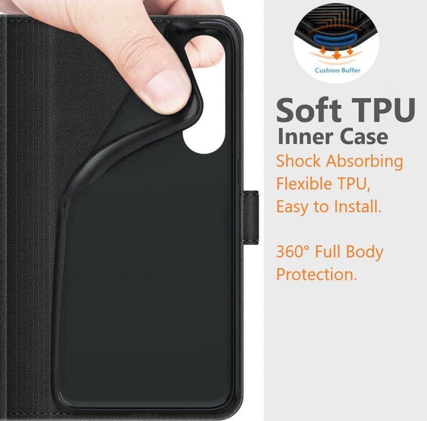 NWNK13 For Samsung A26 / A17 Case with Card Slots Magnetic Closure Kickstand Shockproof Protective Phone Case Compatible for Samsung Galaxy A17/A26 Black