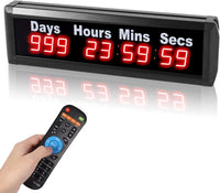 Spolehli Days Countdown Clock, Yearly Countdown Clocks Up to 999 Days with Hours Minutes Seconds for Retirement Christmas Wedding, Remote Control Led Countdown/Timing Up Timer Wall Clock (1.0'')