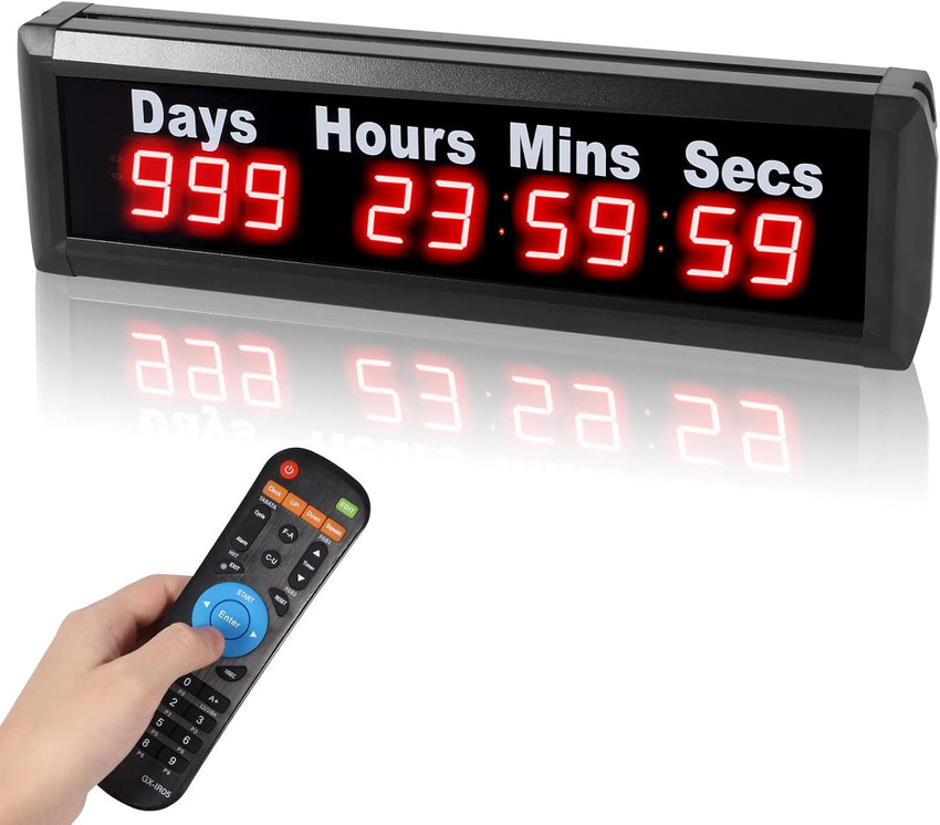 Spolehli Days Countdown Clock, Yearly Countdown Clocks Up to 999 Days with Hours Minutes Seconds for Retirement Christmas Wedding, Remote Control Led Countdown/Timing Up Timer Wall Clock (1.0'')