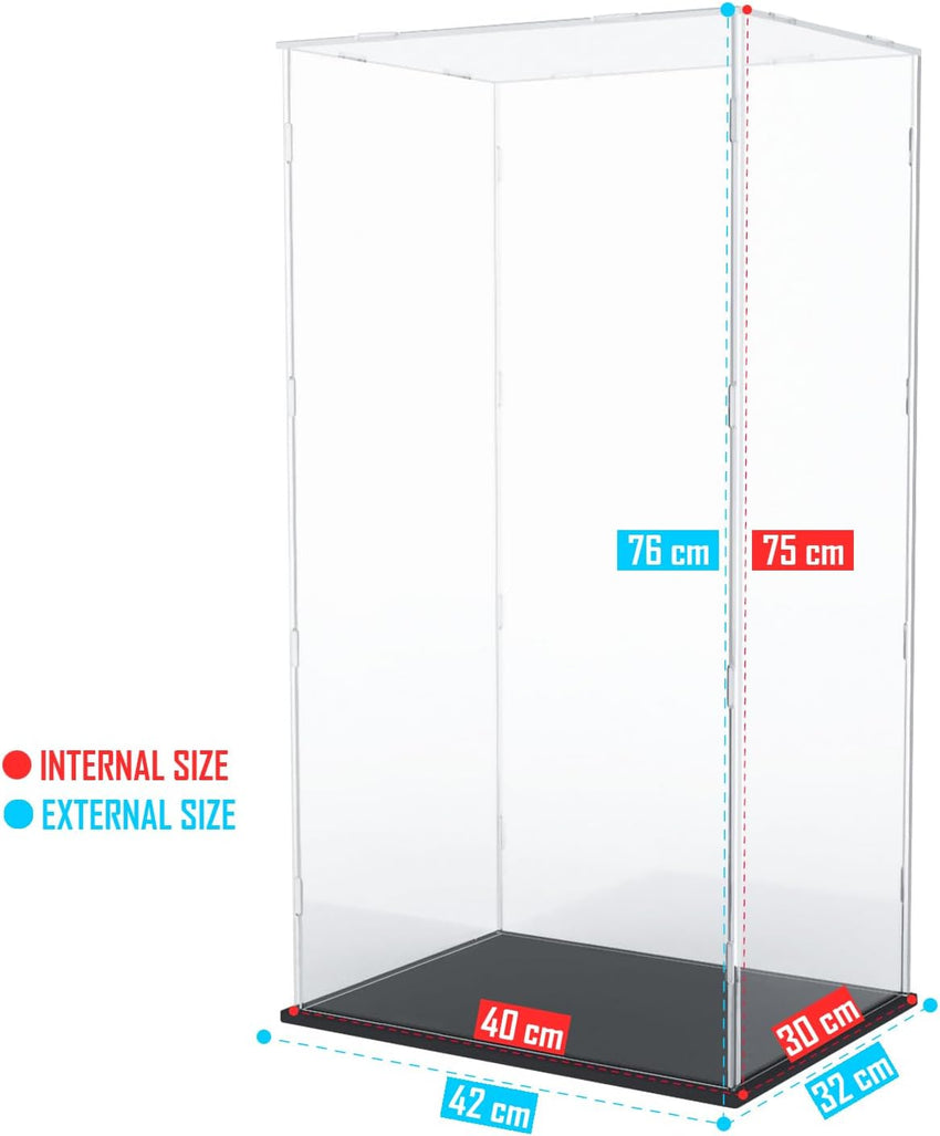 Acrylic Display Case for Lego Models and Figures Dustproof Black 75cm
