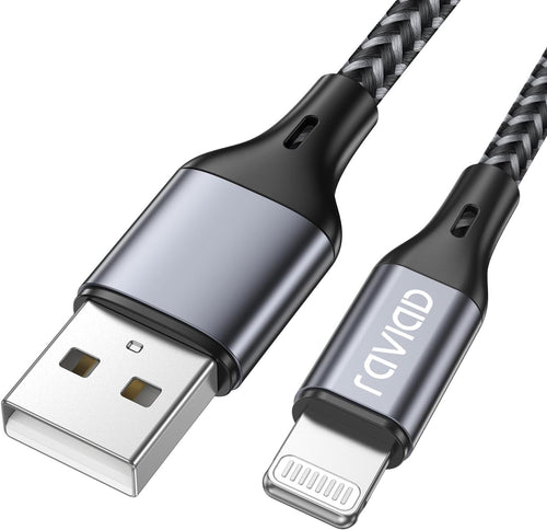 RAVIAD iPhone Charger Cable 4ft/1.2m [MFi Certified] Lightning Cable Nylon Braided Charger Lead Fast Charging Compatible with iPhone 14 13 12 11 Pro Max Xs X XR 8 7 6s 6 SE 5 5s 5c - Gray