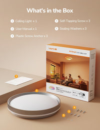 Lepro T1 AI Smart Ceiling Light 24W, Music Sync, Voice Control, AI Lighting Design Assistant, Waterproof Bathroom Light, DIY by Zone, Bluetooth&WiFi, Color Changing, Work with Alexa, Google Home, 29CM