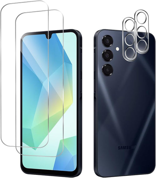 XINYEXIN [2-Pack Screen Protector for Samsung Galaxy A07, + Camera Lens Protector, Tempered Glass, 9H Hardness, Anti-Fingerprint, HD Clear, Easy Installation