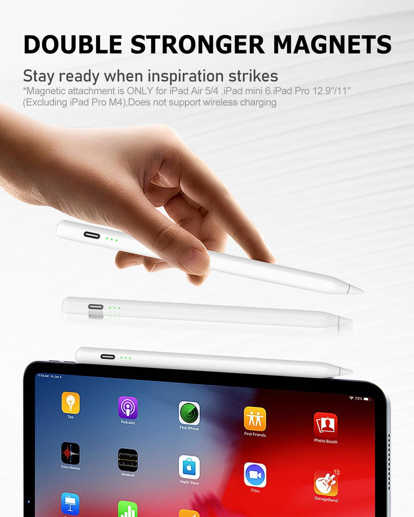 Stylus Pen for iPad Apple 2018-2024, 13 Mins Fully Charged, iPad Pencil Compatible with iPad/iPad Pro/iPad Air/iPad Mini, Palm Rejection, Magnetic, Sensitive
