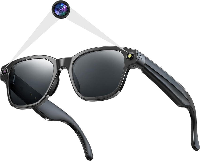 AI Camera Smart Glasses 8MP 4K Photo 1200p Video GPT Voice Assistant AI Recognition Sunglasses
