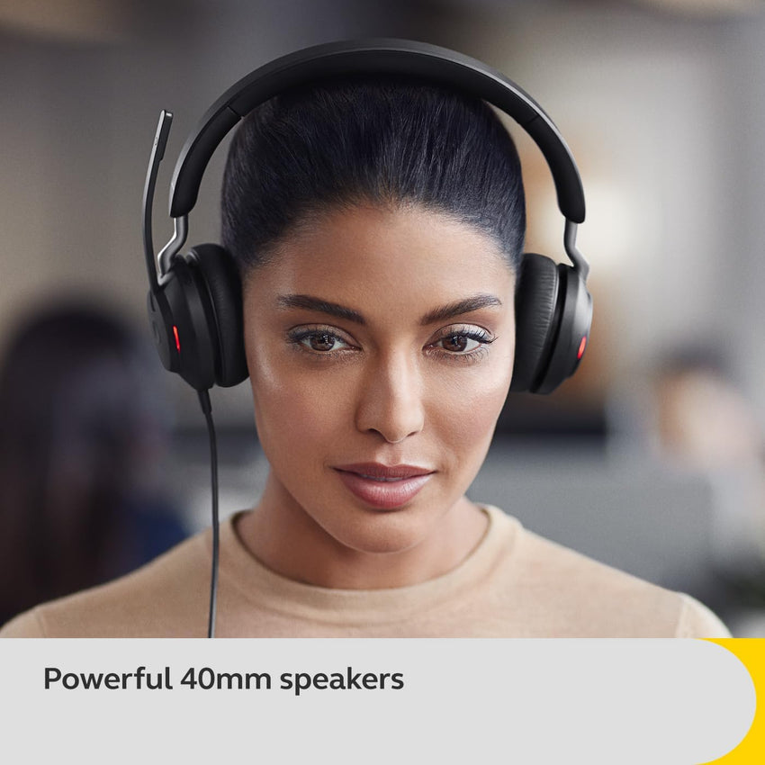 Jabra Evolve2 40 SE Wired Noise-Cancelling Stereo Headset With 3-Microphone Call Technology and USB-A Cable - MS Teams Certified, Works with All Other Platforms - Black