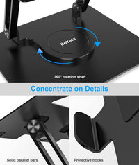BoYata Laptop Stand for Desk, Adjustable Computer Stand with 360^0 Rotating Base, Ergonomic Foldable Laptop Riser Holder Compatible with All MacBook Pro/Air, Notebook up to 17"-Black