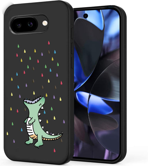 Unov Case Compatible with Pixel 9a (2025) 5G Case with Rino Dragon Rainbow Dinosaur Cute Design Soft TPU Shock Absorption Slim Embossed Pattern Protective Back Cover