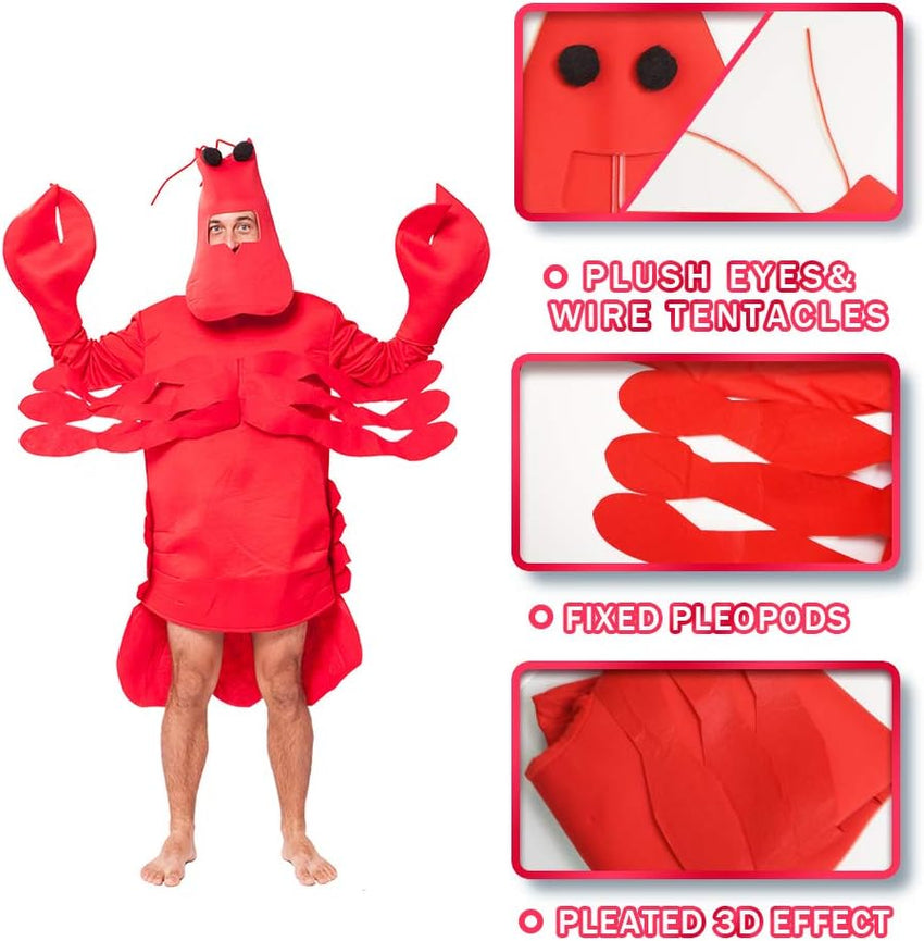 EraSpooky Adult Red Lobster Crab Mens Ladies Fancy Dress Costume One Size Animal