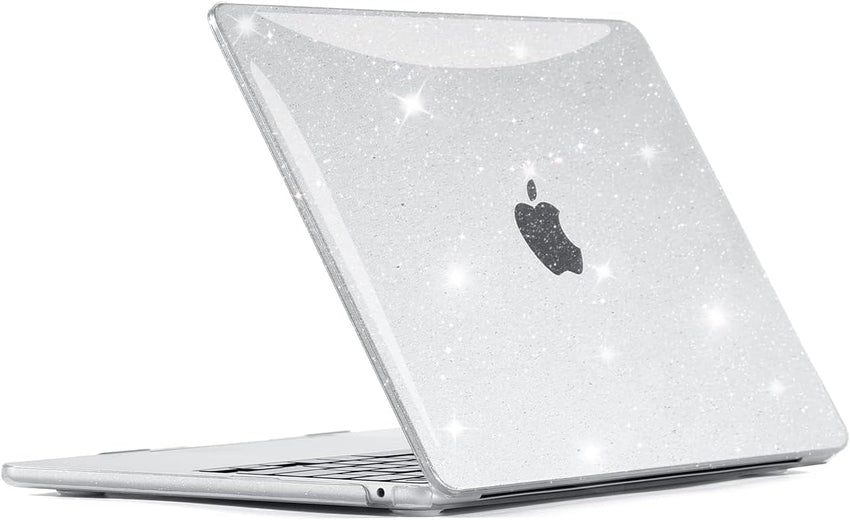 EooCoo Sparkly Case compatible for Macbook Air 13 inch M4 M3 M2 2025 2024 2022 Release, A3240 A3113 A2681 with Touch ID, Transparent Plastic Hard Shell Cover Mac 13.6 - Glitter Crystal Clear
