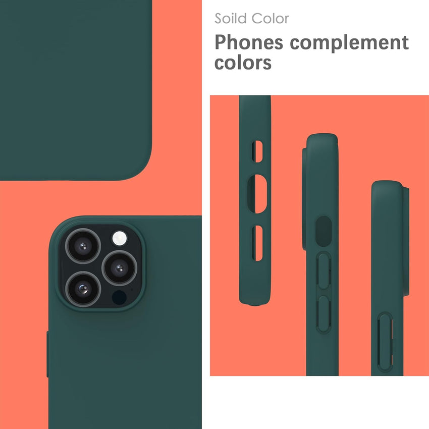 YATWIN Silicone Case for iPhone 12 Pro Max, Soft-Touch, Shockproof, DustProof, Antiskid Full Body Armour Phone Cover for Apple iPhone 12 Pro Max - Dark Green