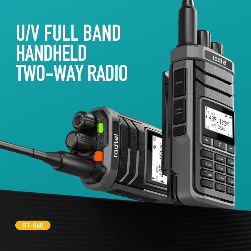 Radtel RT-860 Multi Band Ham Radio HF UHF VHF Dual Band with AM USB LSB CW CB LW MW SW SSB Reception, 1024 Channels, 2000mAh Battery, Type-C Charging
