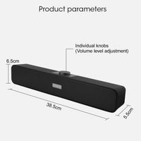 FAYAZ Computer Speakers for Desktop, 6W Stereo USB Computer Soundbar with 2 Diaphragms,3.5mm Aux Input, Knob Volume Control, Wired/Wireless Bluetooth 5.0 Soundbar for Desktop Smartphones Laptop,Black