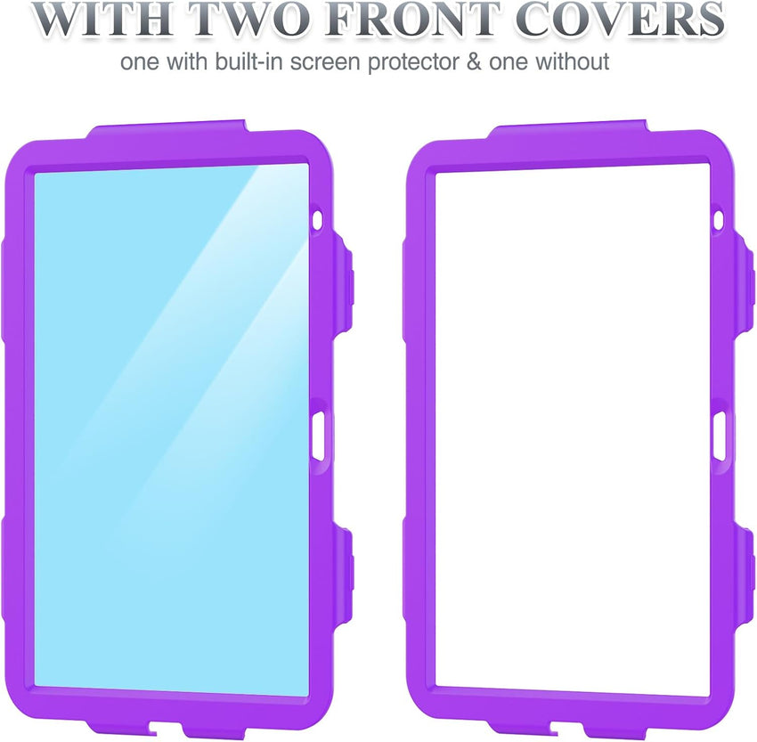 SEYMAC stock Case for iPad 10th Generation 10.9 Inch 2022, Full-Body Drop Protection with Screen Protector, Rotating Stand/Hand Strap & Pencil Holder for iPad 10 Case A2696/ A2757/ A2777, Camo+Purple