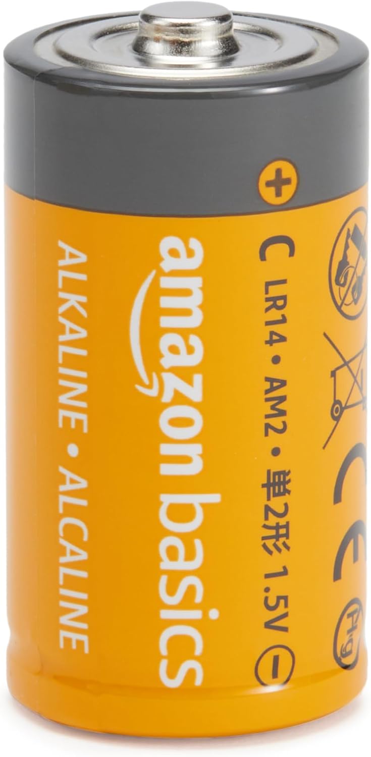 Amazon Basics C Cell Alkaline All-Purpose Batteries, 1.5 Volt, Long-Lasting Reliable Power, 5-Year Shelf Life, 12-Pack