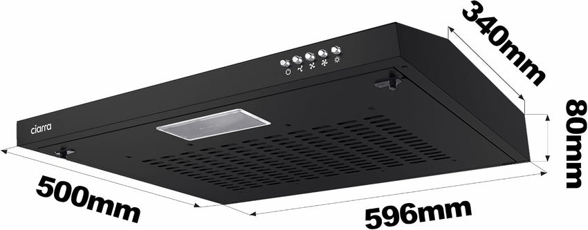 CIARRA CBCB6903 60cm Visor Cooker Hood Undercabinet Hoods Wall Mounted Kitchen Extractor Fan 600mm Top Vented Range Hood