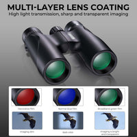 K&F CONCEPT12x32 Compact Binoculars for Kids and Adults, with BAK4 prism, FMC Lens, IP65 Waterproof & Neck Strap for Bird Watching Hunting Travel Camping Stargazing