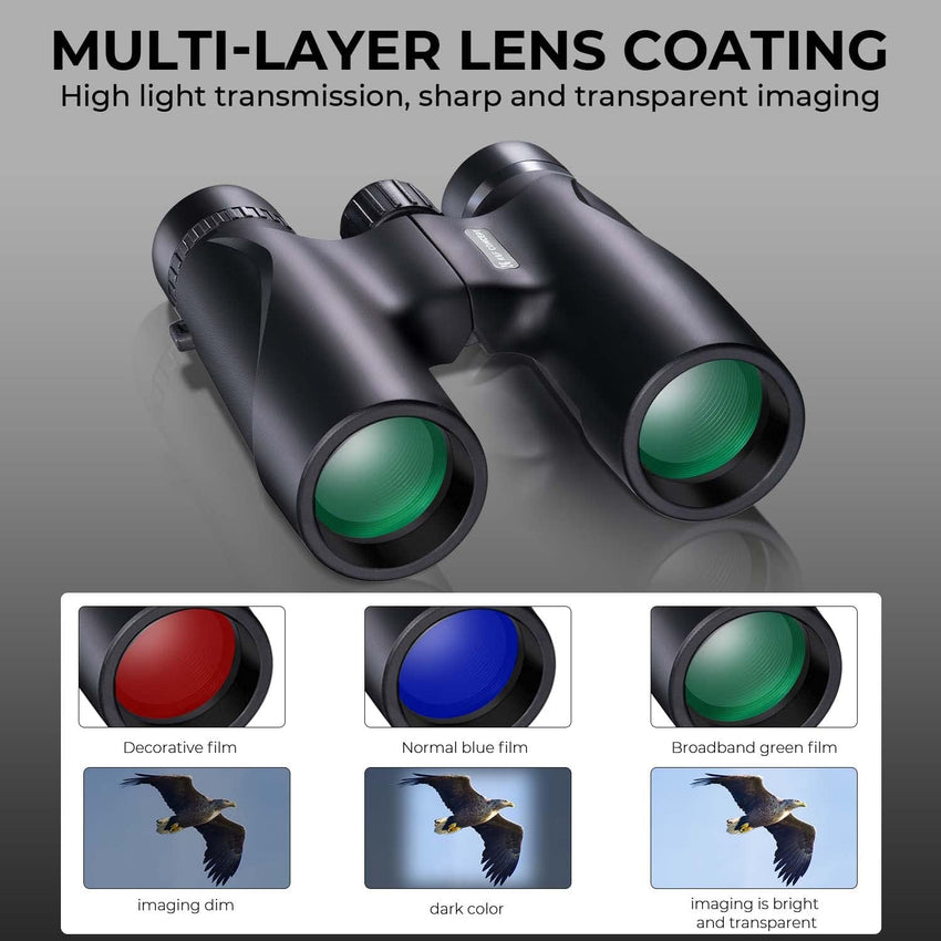 K&F CONCEPT12x32 Compact Binoculars for Kids and Adults, with BAK4 prism, FMC Lens, IP65 Waterproof & Neck Strap for Bird Watching Hunting Travel Camping Stargazing