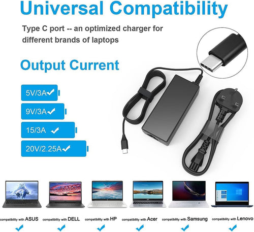 Universal Byprlvps 45W Chromebook Charger Type-C Compatible with Acer,Lenovo,Hp Chromebook Charger,Asus,Samsung,Google,Dell Laptop USB C Fast Charging Power Adapter UK Replacement