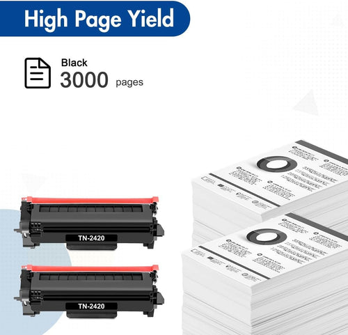 TN2420 Toner Cartridge for Brother HL-L2350DW Toner TN-2420 TN2410 TN-2410 MFC-L2710DW MFC-L2710DN HL L2350DW HL-L2310D DCP-L2530DW MFC-L2750DW DCP-L2510D MFC-L2730DW DCP-L2550DN HL-L2375DW Ink 2-Pack