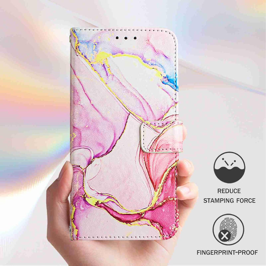 for Google Pixel 9 Case, 9 Pro Case, Marble Wallet PU Leather Shockproof Flip Phone Cover Card Holder Magnetic Clasp Kickstand TPU Inner Shell Bumper Case Cover for Google Pixel 9/9 Pro, Rose Gold