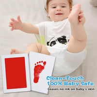 Baby Handprint & Footprint Kit XL 2 Clean-Touch Ink Pads + 6 Imprint Cards Safe Keepsake â Green & Red
