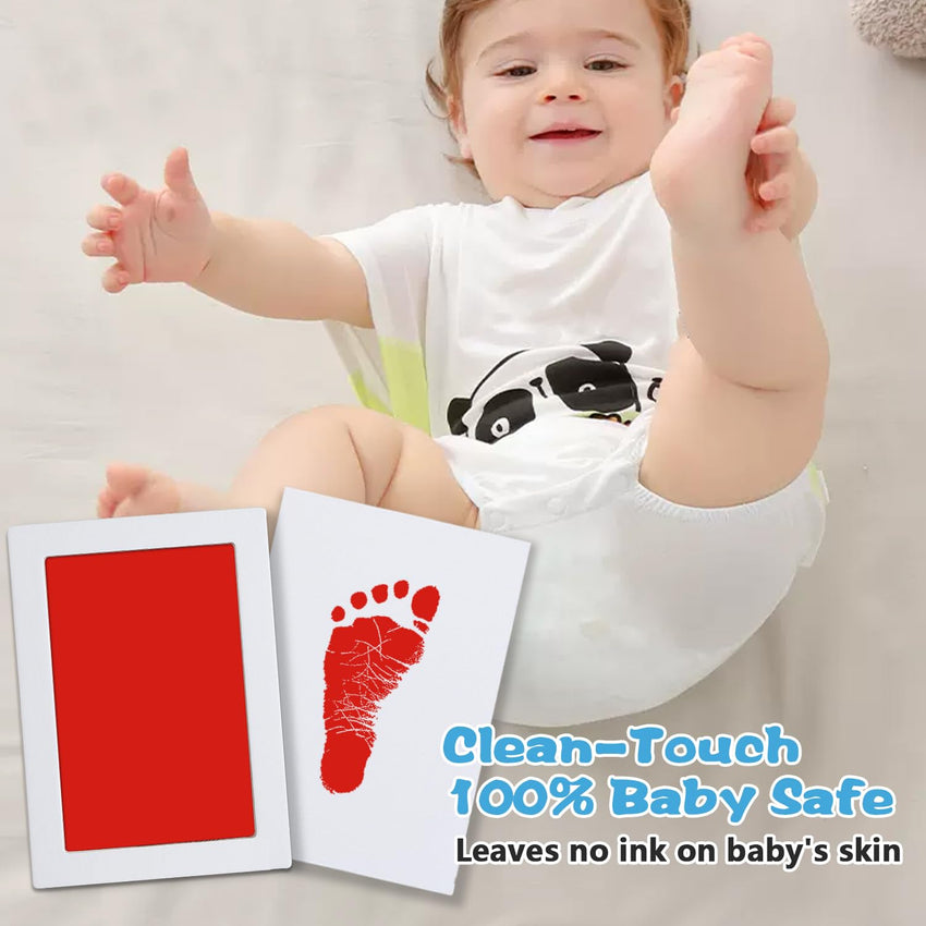 Baby Handprint & Footprint Kit XL 2 Clean-Touch Ink Pads + 6 Imprint Cards Safe Keepsake â Green & Red