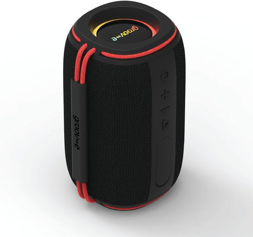 groov e Wave Glow Wireless Speaker - 10W Portable Travel Speaker with LED Lights, 8 Hours Audio Playback, Rechargeable Battery, Bluetooth Connectivity - Black