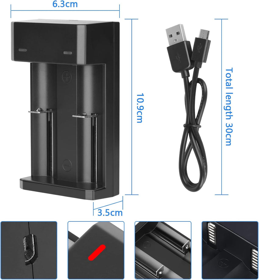 REACELL Battery CHARGER for 18650, Universal Fast Dual Charge CHARGER ONLY for 3.7V/3.6V Li-ion