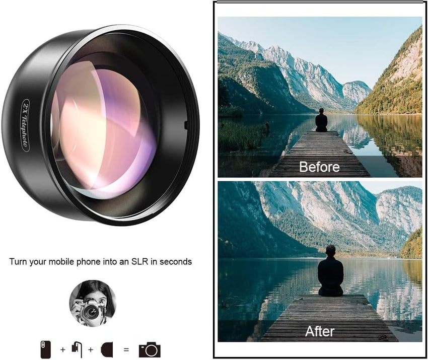 Apexel【Updated Version HD Phone Lens Kit-170°Super (Fisheye) Wide Angle,10X Macro Lens,110° Wide Angle2.0X Zoom Telephoto,195°Fisheye Lens for iPhone,Samsung and Most of Smartphone L-HB5V2