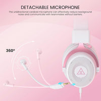 EKSA E900 Wired Gaming Headset for Xbox One - PC Headset with Detachable Noise Cancelling Microphone, 3D Stereo Sound 50mm Driver- Gaming Headphones for Xbox S/X, PS4 PS5, Switch, Laptop (Pink)